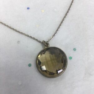 Smoky topaz faceted gold tone necklace 20”